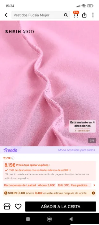 Vestido rosa SHEIN MOD