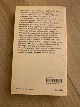 Libro “Addio alle armi”