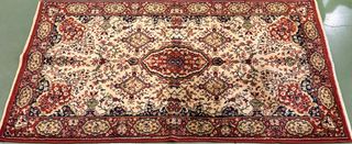 Alfombra Oriental Clásica Beige y Roja