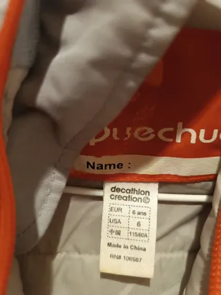 Mono de esquí Quechua Talla 6