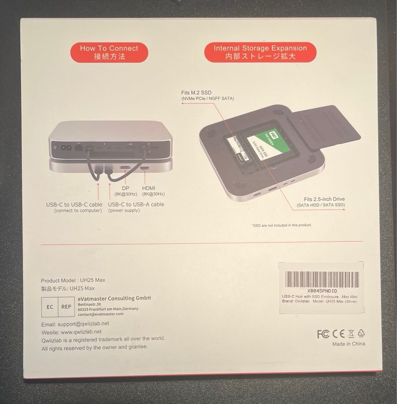 Hub Qwiizlab UH25 Max Plata Mac Mini afbeelding 2