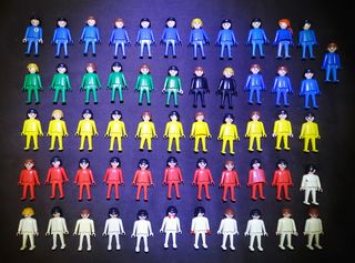 Lote 56 muñecos MONOCOLOR Playmobil vintage Geobra