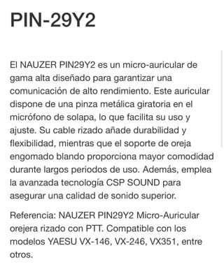 Nauzer PIN-29-Y2 Micro Auricular Riz