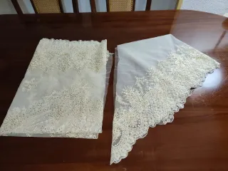 Manteleta y delantar cielo cristal Ivone-oro