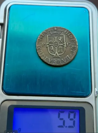 Moneda Fernando VII 12 Dineros 1812 Mallorca EBC.