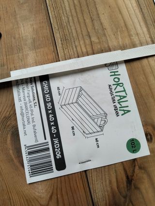 Jardinera rectangular Ghio 90x40x40 Hortalia