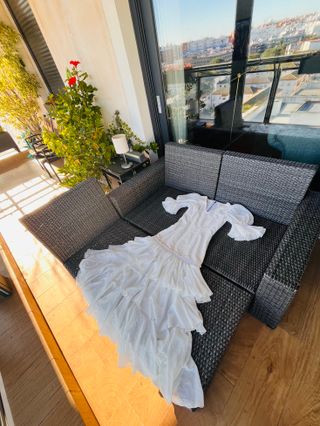 Traje flamenca blanco crespón talla 34-36 Feria