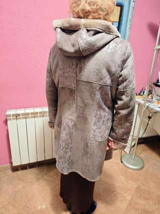 Chaqueta mujer ante sintético gris/marrón T44