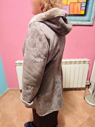Chaqueta mujer ante sintético gris/marrón T44