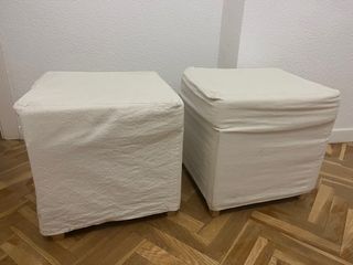 2 Pouf bianchi in tessuto