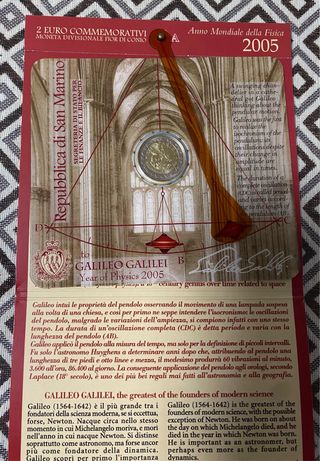 Moneda 2 euros San Marino 2005 Galileo Galilei.