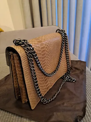 Bolso Piel y Ante Artesano Beige/Marrón