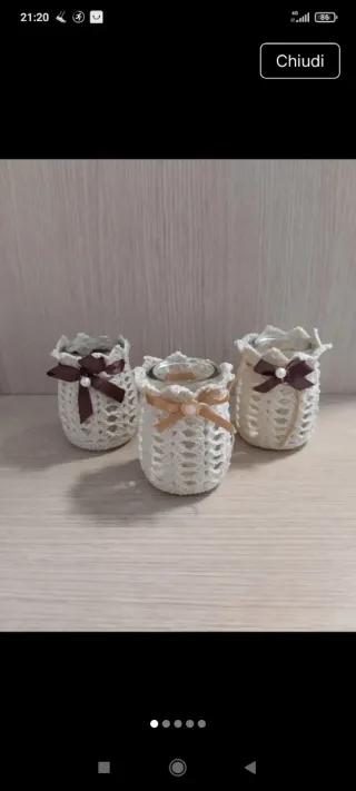 Set 3 vasetti decorati in vetro