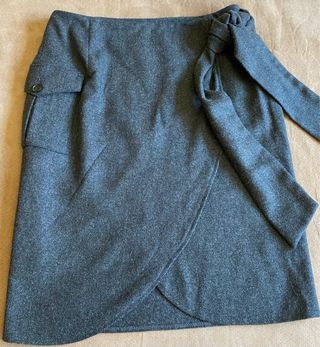 Falda Far Hills Lana Talla 38 Lazo Gris