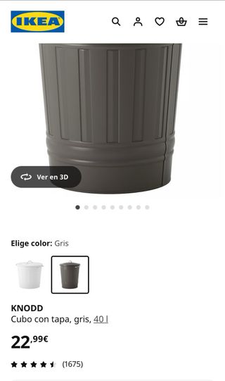 Cubo basura Ikea KNODD 41cm gris