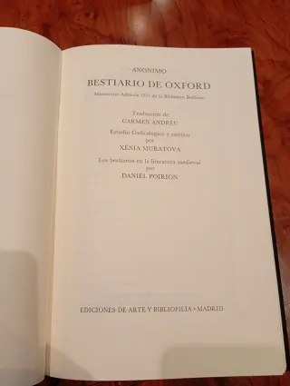 Facsímil Bestiario Oxford Nº 218