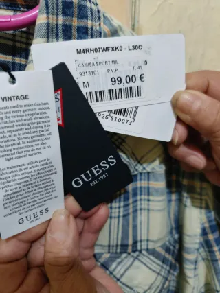 Camisa Guess a cuadros hombre Talla M