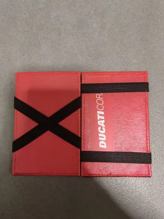 Portatessere Ducati Pelle Nero e Rosso