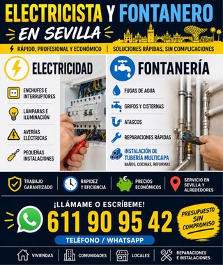 Electricista y Fontanero 24h disponible en Sevilla