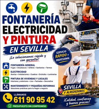 Electricista y Fontanero 24h disponible en Sevilla
