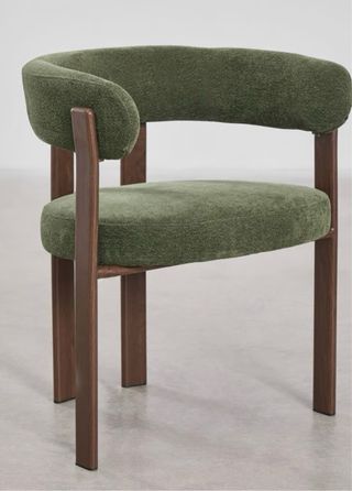 Sillas de comedor/salón verdes tela y madera