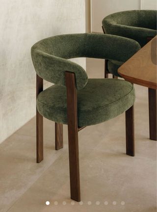 Sillas de comedor/salón verdes tela y madera