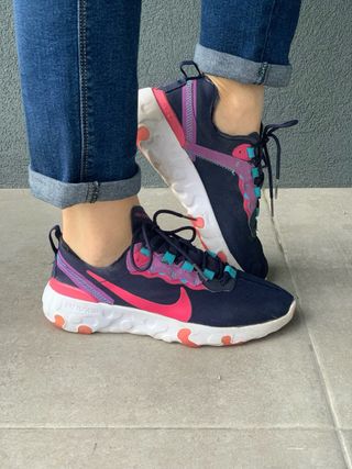 Tênis Nike React Azul e Rosa