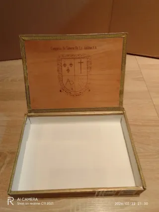Caja de puros madera Compañía Antillas ( vacío)