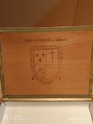Caja de puros madera Compañía Antillas ( vacío)