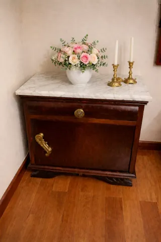 Mesitas de noche antiguas años 50 con mármol