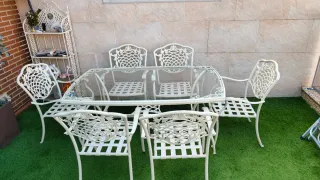 Mesa y 6 Sillas Jardín Hierro Forjado