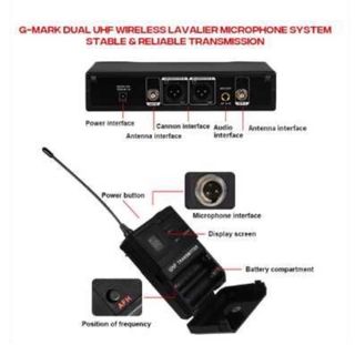 Microfone Sem Fio G-MARK UHF Profissional