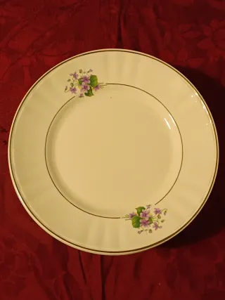 Conjunto de 12 antigos pratos rasos com flores