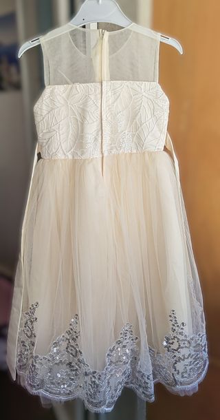 Vestido de Cerimónia/Gala Marfim e Dourado