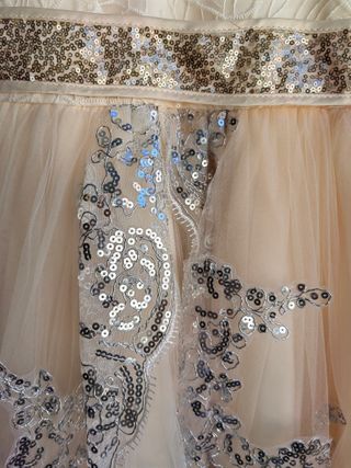 Vestido de Cerimónia/Gala Marfim e Dourado