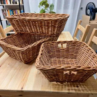 Juego de 3 cestas de mimbre