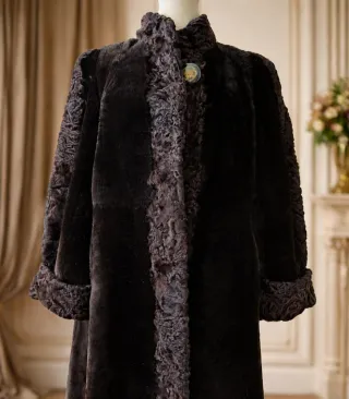 Abrigo vintage Olga rios piel marrón alta calidad