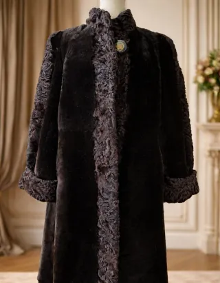 Abrigo vintage Olga rios piel marrón alta calidad