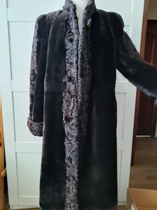 Abrigo vintage Olga rios piel marrón alta calidad