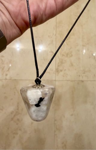 Colgante Pendulo Piedra Lunar Arcoíris en plata