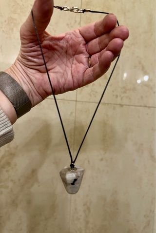 Colgante Pendulo Piedra Lunar Arcoíris en plata