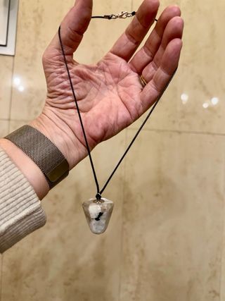 Colgante Pendulo Piedra Lunar Arcoíris en plata