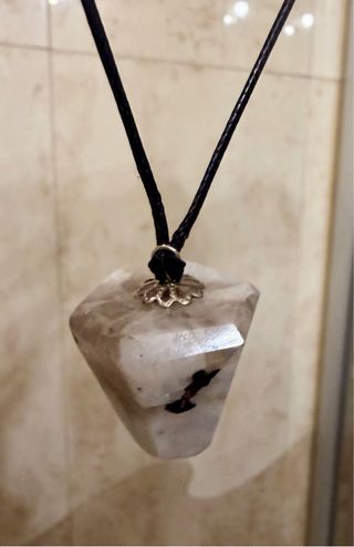 Colgante Pendulo Piedra Lunar Arcoíris en plata