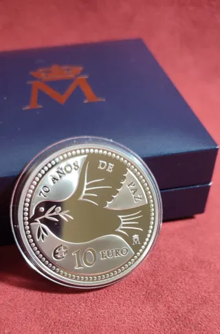 Moneda 10 Euros Plata 70 Años de Paz