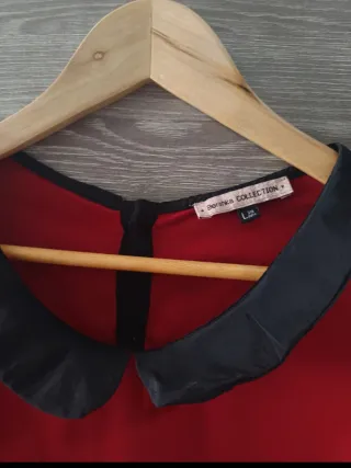 Blusa Bershka roja cuello bebé negro Talla L