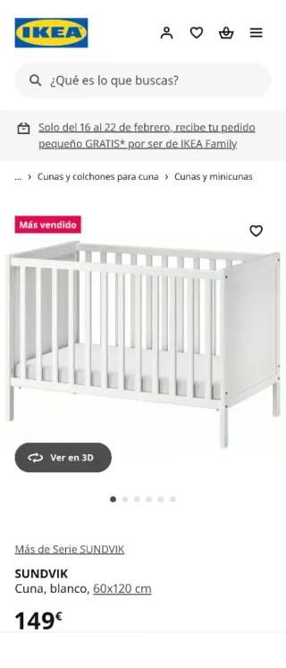 Cuna blanca Sundvik Ikea