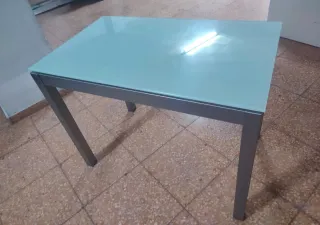 Mesa de cocina extensible cristal templado y metal