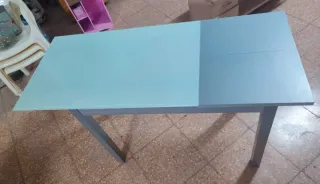 Mesa de cocina extensible cristal templado y metal