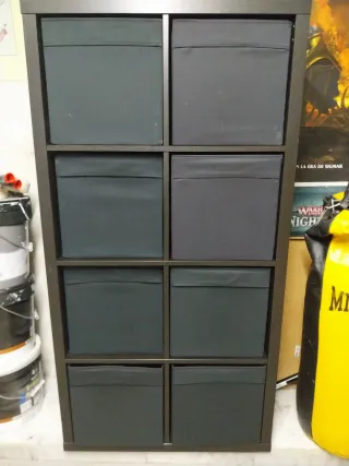 Estantería kallax Negra con 8 Cajones Organizadore