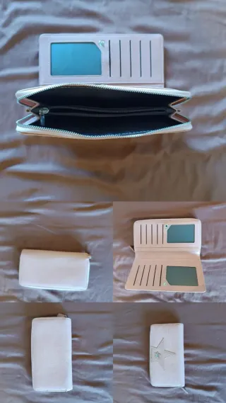 Cartera grande rosa con cremallera y estrella